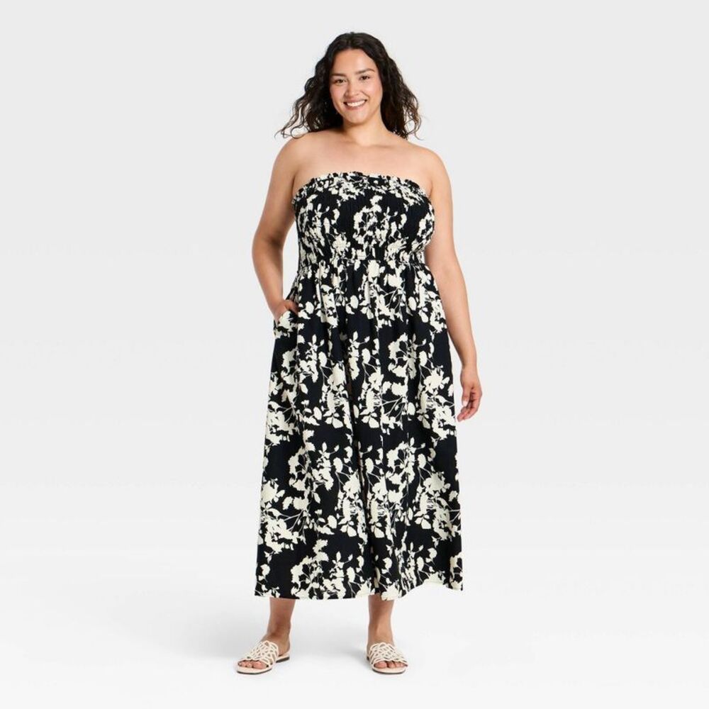 Women's Smocked Maxi Dress - A New Day Black XXL